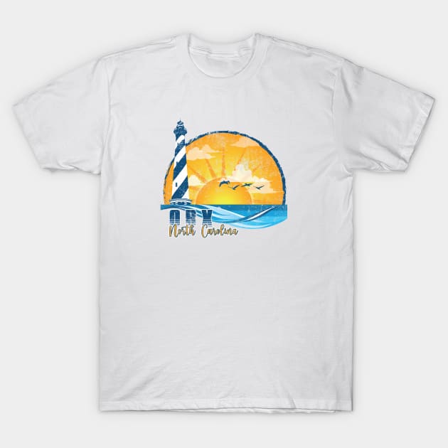 OBX Sunset Distressed T-Shirt by YOPD Artist